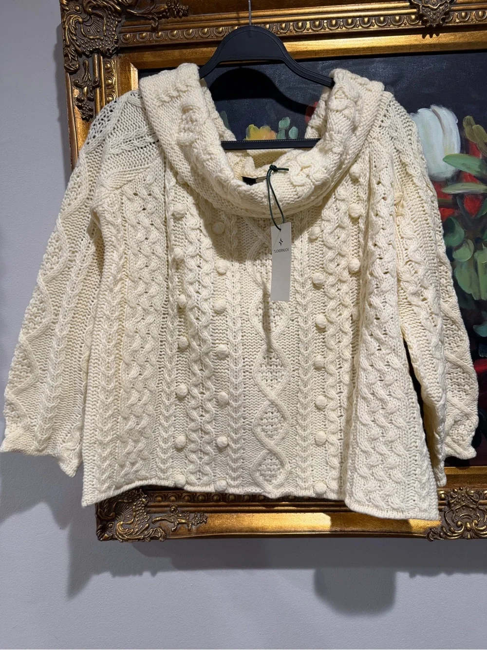 Tuckernuck Cream Cable-Knit Cowl Sweater